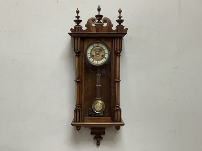 Lot 2363 - A walnut cased Vienna style wall clock, with...