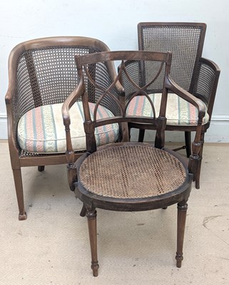 Lot 2094 - Two mahogany framed bergère armchairs and a...