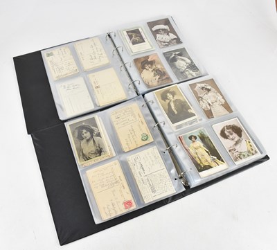 Lot 444 - Two postcard albums containing postcards,...