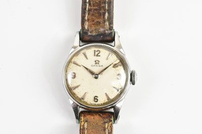 Lot 1668 - OMEGA; a lady's stainless steel wristwatch,...