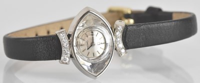 Lot 1773 - OMEGA; a rare 18ct white gold diamond set lady'...