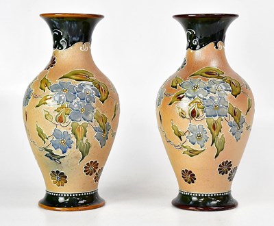 Lot 225 - DOULTON LAMBETH; a pair of Secessionist vases,...