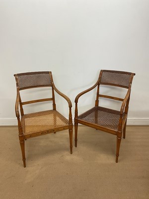 Lot 690 - A Pair of Edwardian Satinwood and Bergere...