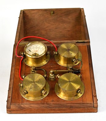 Lot 386 - A wooden cased brass mounted resistance...