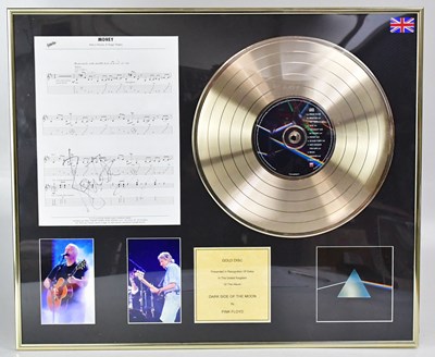 Lot 320 - PINK FLOYD; a gold disc, 'Dark Side of the...
