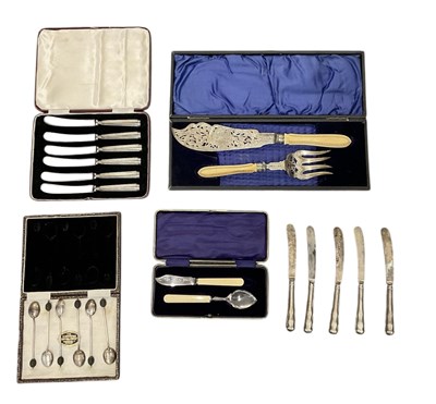 Lot 1009 - Four cased cutlery sets comprising coffee bean...