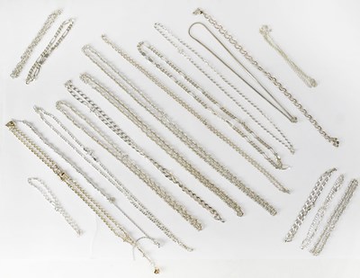 Lot 878 - Twelve sterling silver chain necklaces of...
