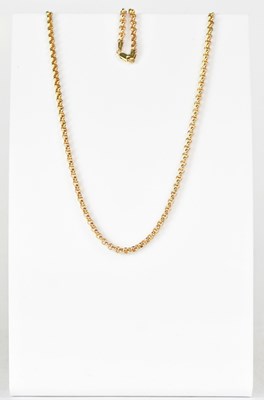 Lot 855 - A 9ct yellow gold belcher link necklace,...
