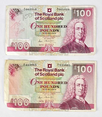 Lot 638 - Two Royal Bank of Scotland £100 notes, 1987...