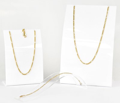 Lot 920 - Two 9ct yellow gold Figaro chains, lengths...
