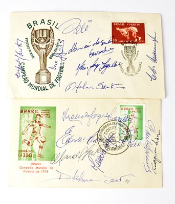 Lot 666 - BRAZIL FOOTBALL; two first day covers bearing...