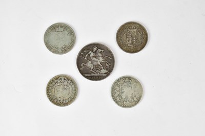 Lot 687 - A Victorian crown, 1889, and four silver...