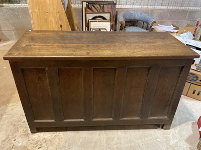Lot 800 - A 19th century oak five panel coffer, 145 x 83...