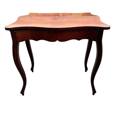Lot 2140 - A Victorian walnut serpentine shaped fold-over...