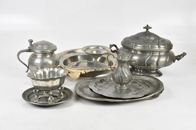 Lot 1381 - A collection of Continental pewter, including...