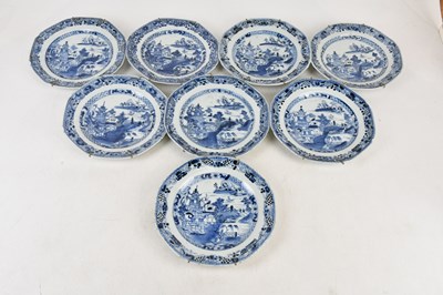 Lot 62 - Eight circa 1800 Chinese blue and white...