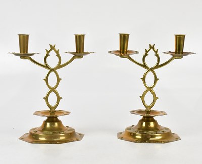 Lot 1382 - A pair of Swedish brass Blekingestake twin...