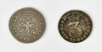 Lot 652 - A Charles II fourpence coin, 1679, and a...