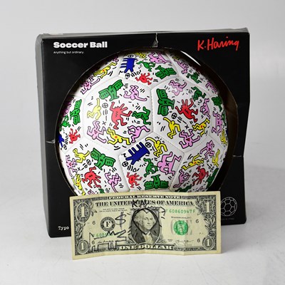 Lot 746 - KEITH HARING; a US $1 bill bearing the...