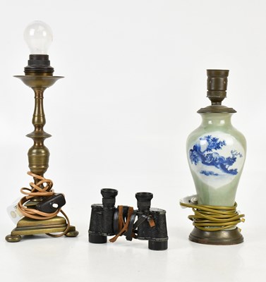 Lot 2419 - A Continental bronze table lamp, on tripod...