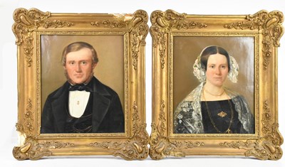 Lot 528 - UNATTRIBUTED; a pair of 19th century portraits,...