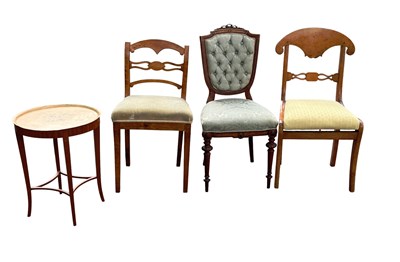 Lot 2172 - Two Swedish side chairs, a Victorian button...