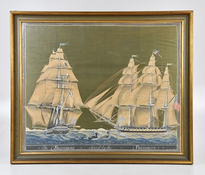 Lot 471 - J A SELLMEN; watercolour on silk, maritime...