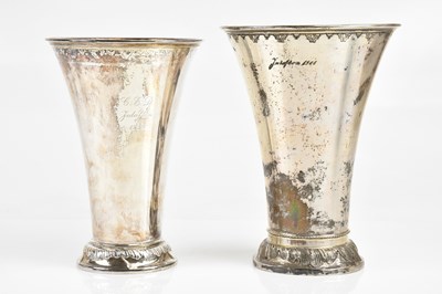 Lot 1463 - Two Swedish 800 grade silver trumpet vases,...