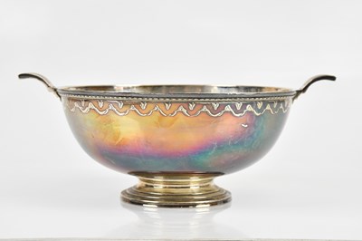 Lot 1465 - A Swedish silver twin handled pedestal bowl,...