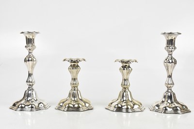 Lot 1439 - A large pair of silver plated candlesticks,...