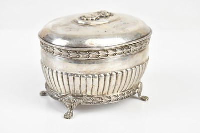 Lot 1490 - A Swedish silver sugar box and cover of oval...