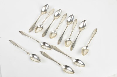 Lot 1497 - Twelve Swedish silver teaspoons, with engraved...