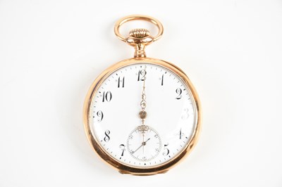 Lot 1656 - OMEGA; a crown wind open faced Grand Prix 14k...