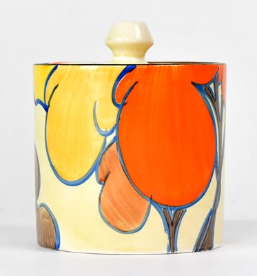 Lot 221 - CLARICE CLIFF; a lidded honey pot, impressed...