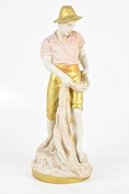 Lot 121 - ROYAL DUX; a large figure, 'Mending the Net',...