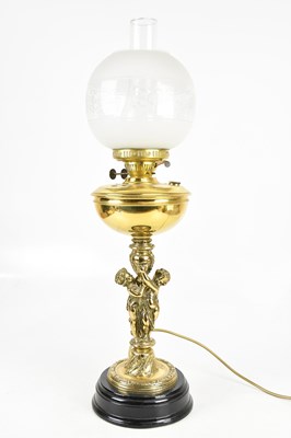 Lot 2404 - A decorative Victorian style gilt brass oil...