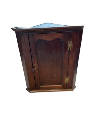 Lot 2278 - A Georgian oak straight front wall hanging...