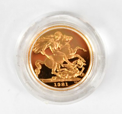 Lot 732 - An Elizabeth II proof full sovereign, 1981,...