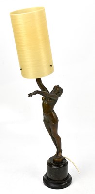Lot 1542 - An Art Deco style bronzed spelter figural lamp
