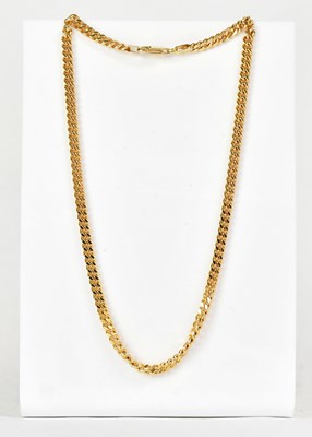 Lot 857 - A 9ct yellow gold curb link necklace, length...