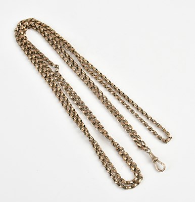 Lot 1587 - A Victorian yellow metal curb link muff chain,...