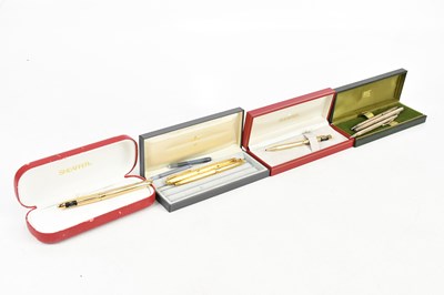 Lot 1346 - PARKER; a fountain pen with nib stamped '585'...