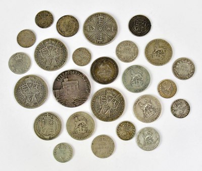 Lot 690 - A George IV shilling, 1829, four Victorian...