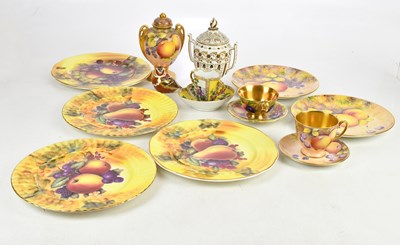 Lot 190 - AYNSLEY; a hand-painted teacup and saucer by D...