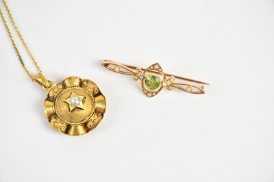 Lot 1607 - A Victorian yellow metal seed pearl set...