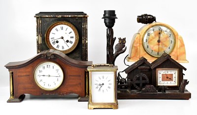 Lot 158 - Four mantel clocks comprising a Victorian...