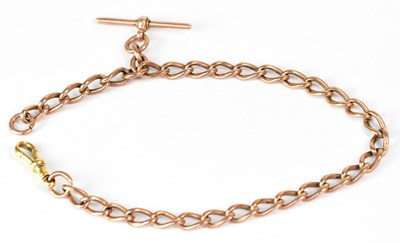 Lot 989 - A 9ct rose gold watch chain, length 28.5cm,...