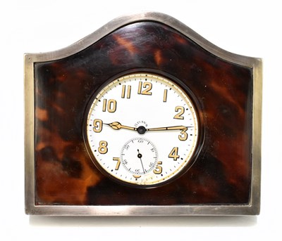 Lot 1147 - E.S BARNSLEY & CO; a George V hallmarked silver and faux tortoiseshell easel back watch stand
