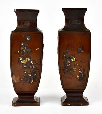 Lot 267 - A pair of Japanese Meiji period bronze square...