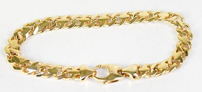 Lot 818 - A 9ct yellow gold fancy link bracelet, length...